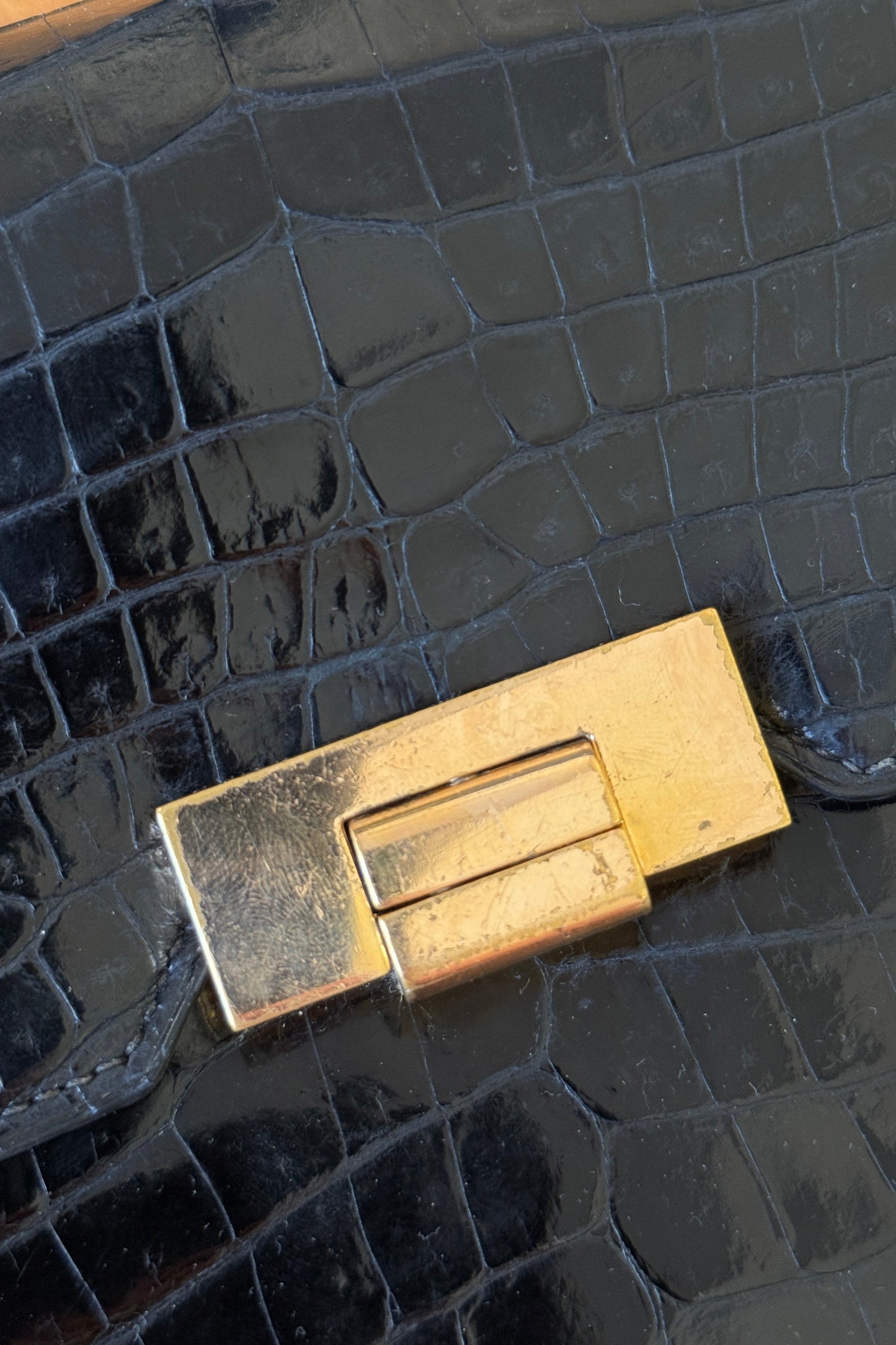 Fermoir de Sac Hermès Pascal en crocodile noir 