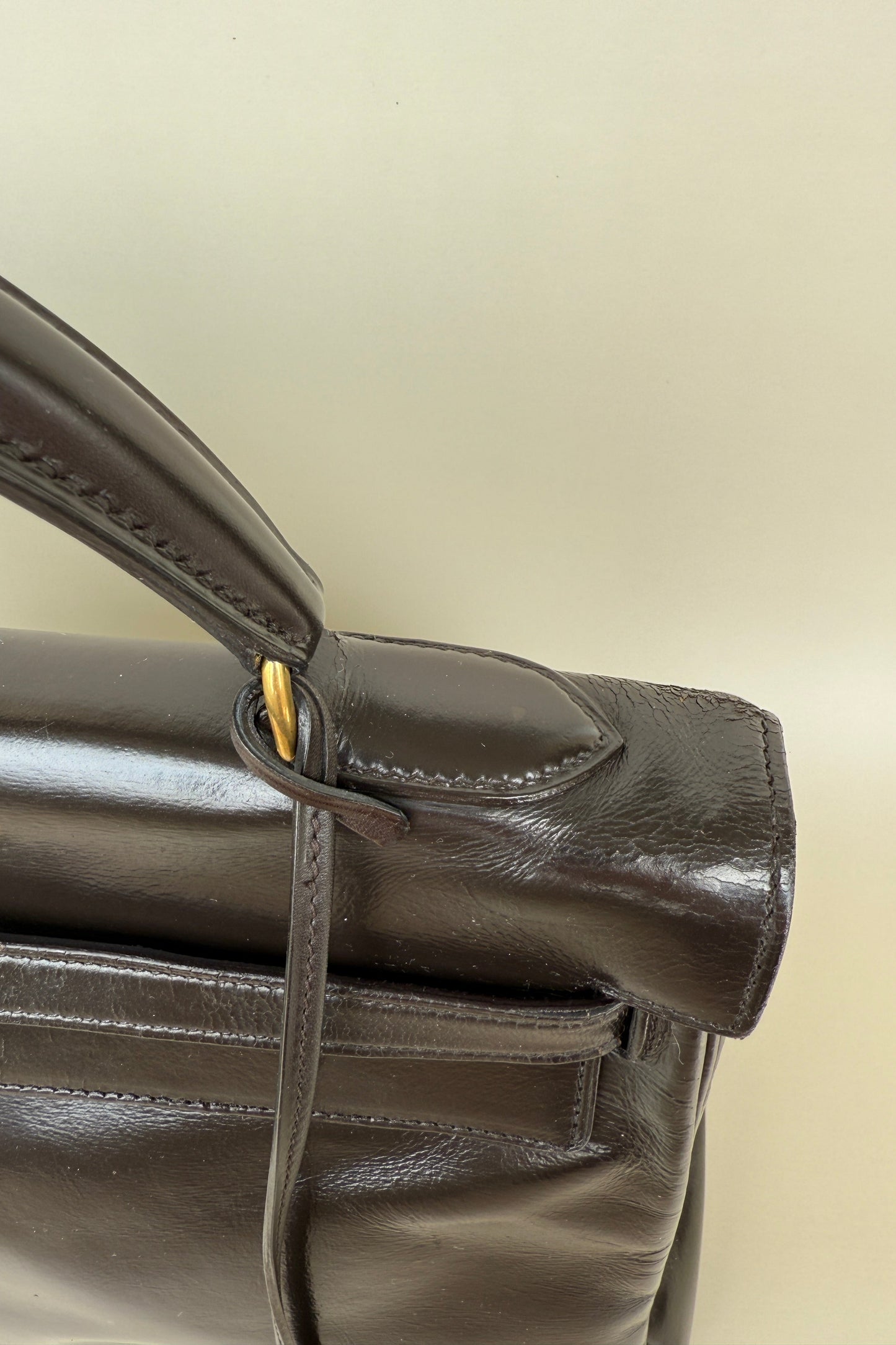 Sac kelly vintage Hermès marron zoom échappes