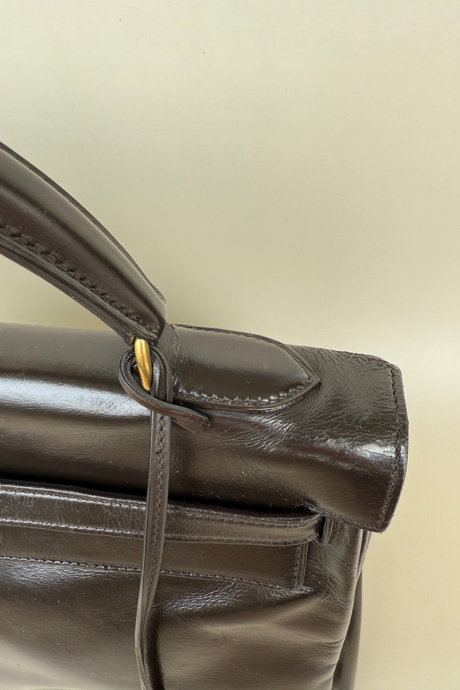 Sac kelly vintage Hermès marron zoom échappes